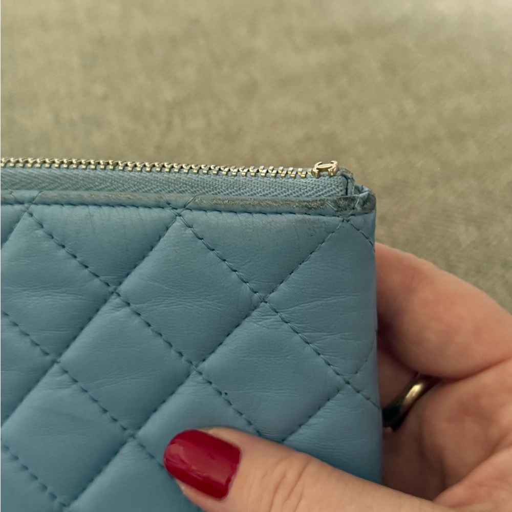 Chanel Blue Quilted O pouch clutch - Picture 7 of 15